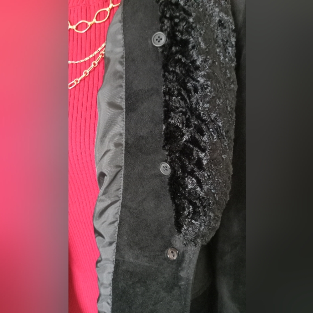 Valerie Steve's Blk Leather Suede Blazer Jacket size L - Picture 11 of 13